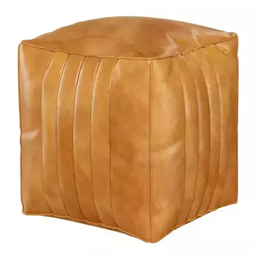 Cognac Cube Leather Pouffe