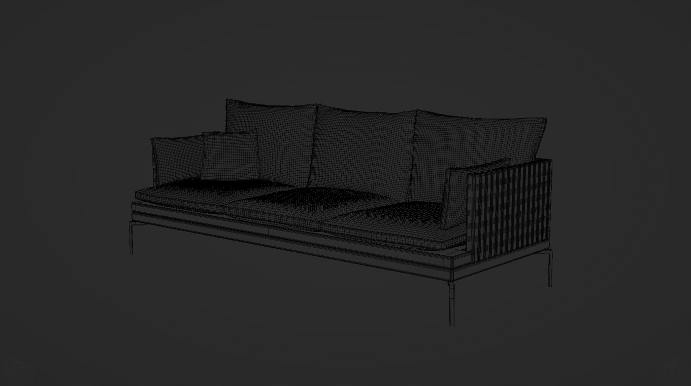 Fabric Sofa Couch 3D model_7