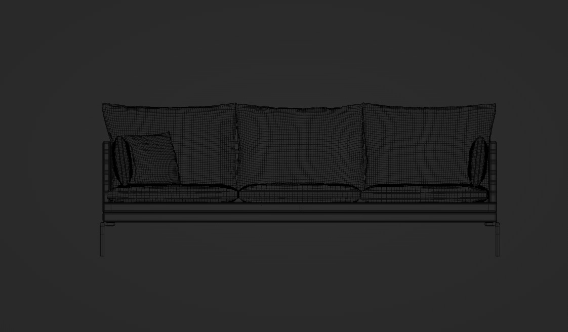 Fabric Sofa Couch 3D model_8