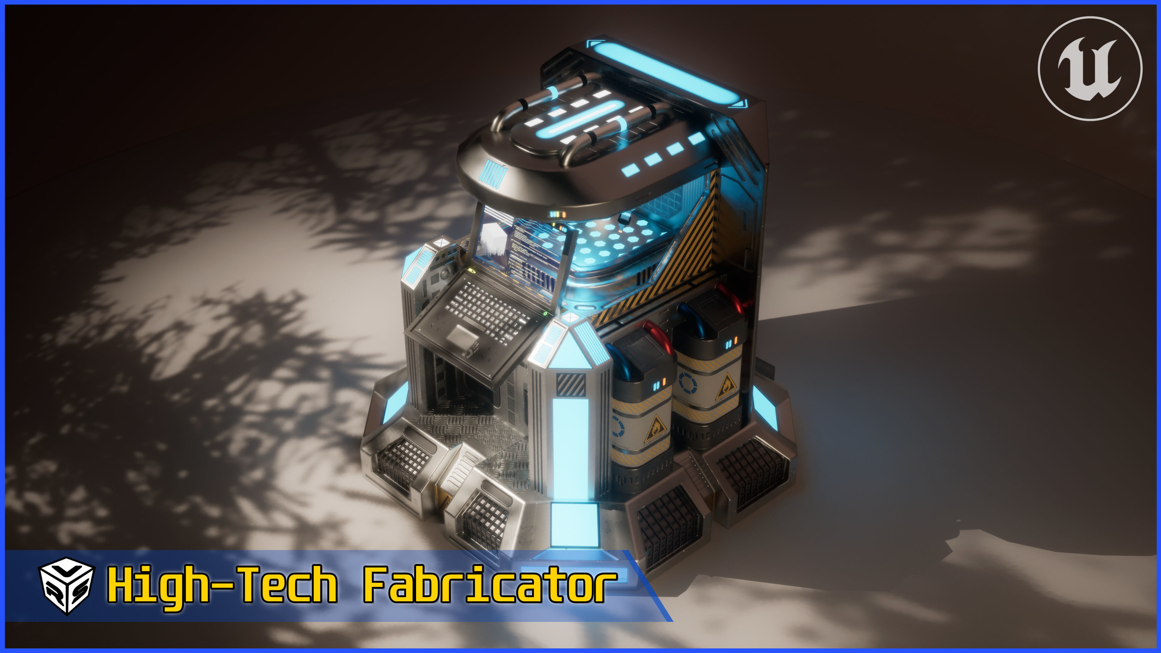 SciFi Fabricator Crafting Station - Game-Ready Low-Poly 3D Model Low-poly 3D model_10