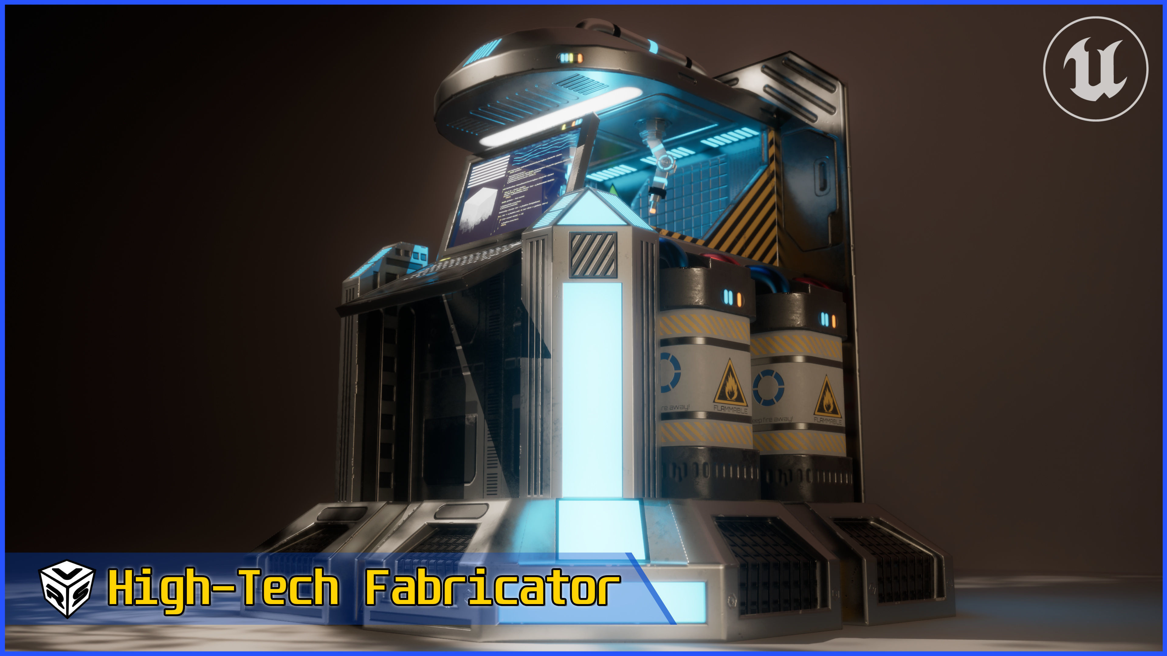 SciFi Fabricator Crafting Station - Game-Ready Low-Poly 3D Model Low-poly 3D model_13