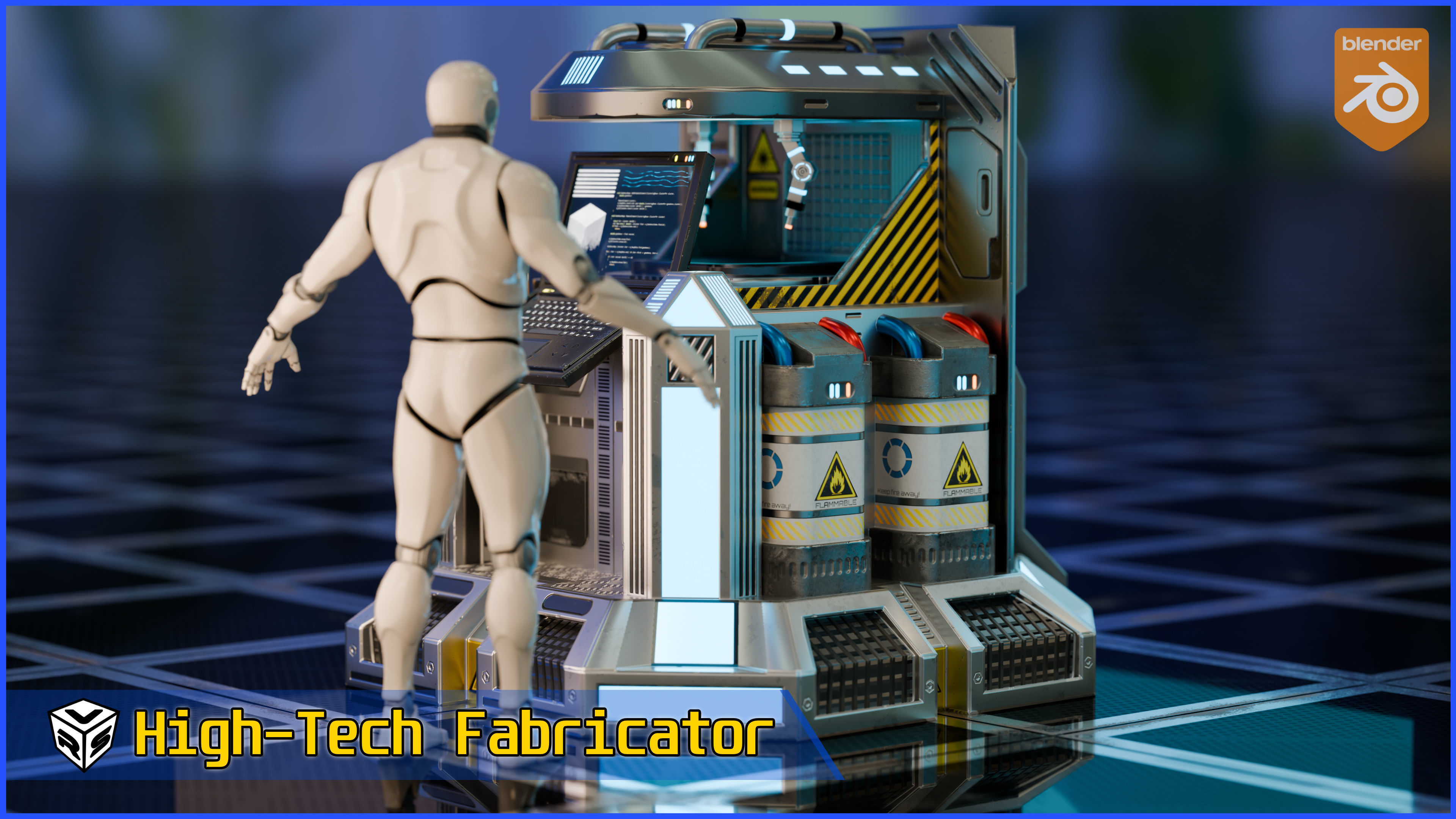 SciFi Fabricator Crafting Station - Game-Ready Low-Poly 3D Model Low-poly 3D model_2