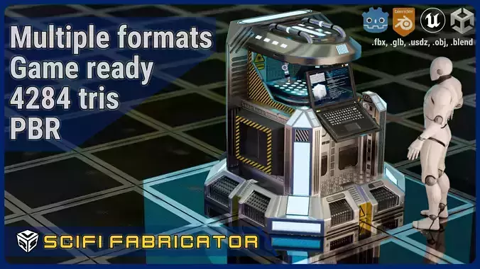 SciFi Fabricator Crafting Station - Game-Ready Low-Poly 3D Model Low-poly 3D model