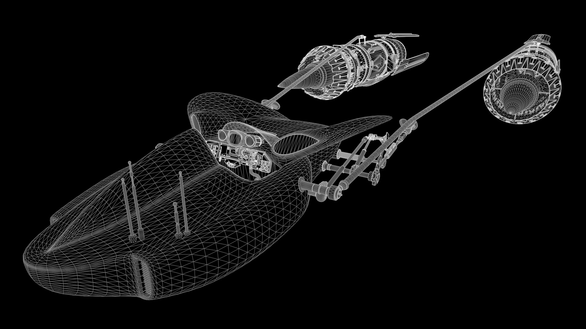 Starwars Anakin Podracer Low-poly 3D model_4