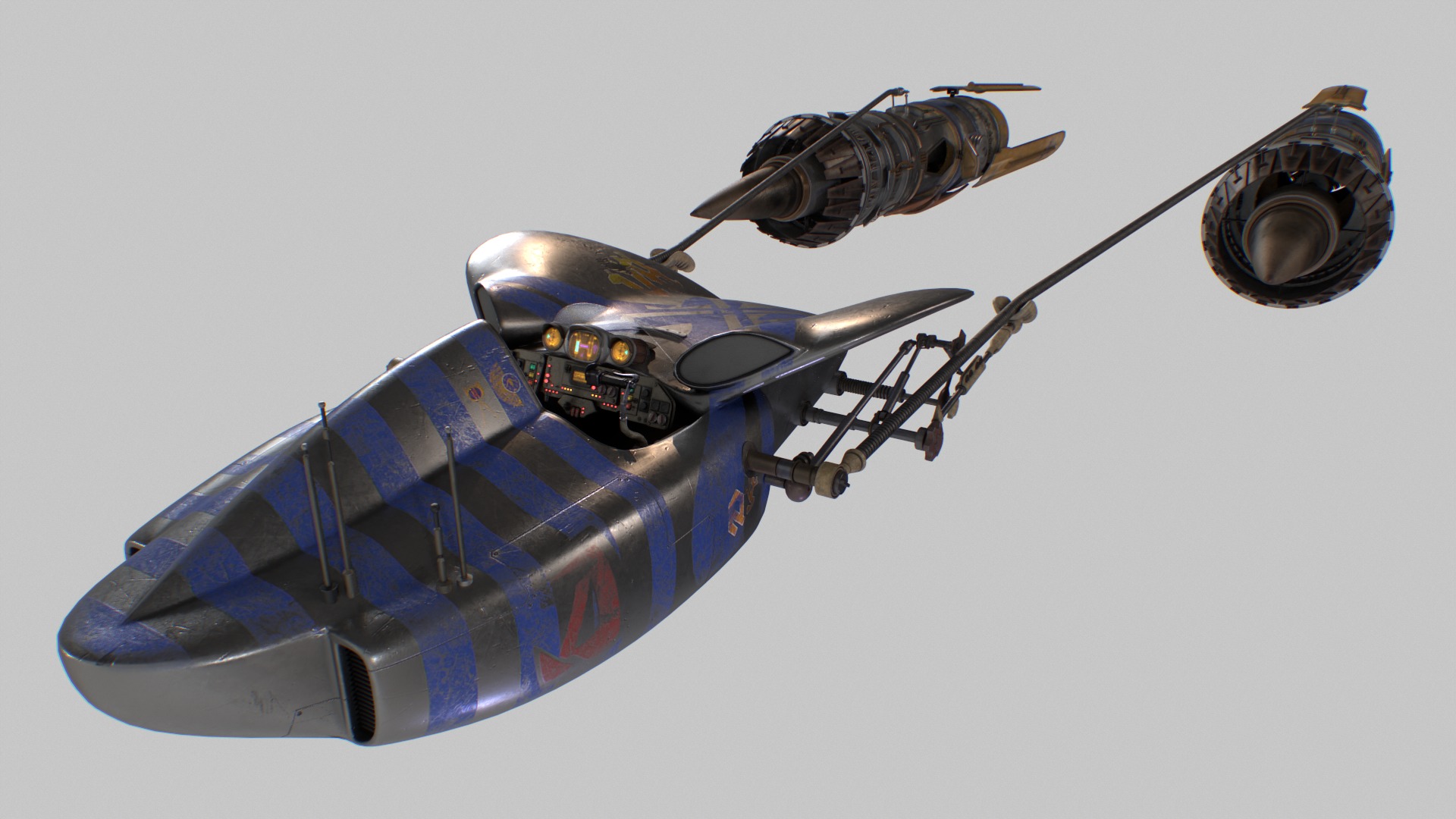 Starwars Anakin Podracer Low-poly 3D model_3