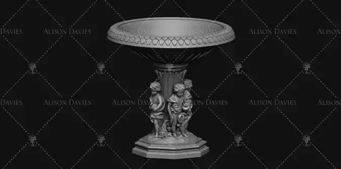Cherub Fountain or Birdbath vase 3d printable OBJ 