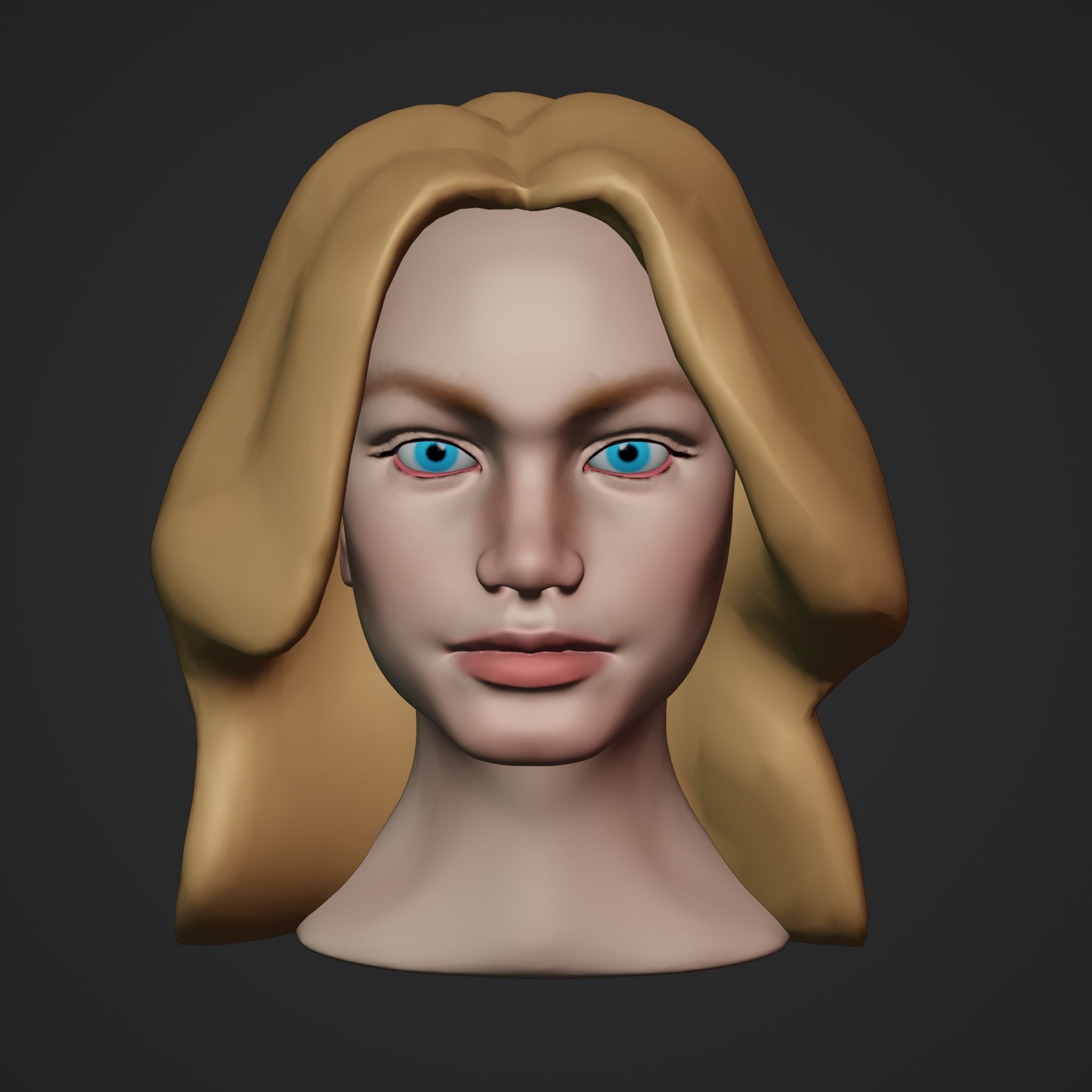 Female Head 3D Sculpt 3D model_7