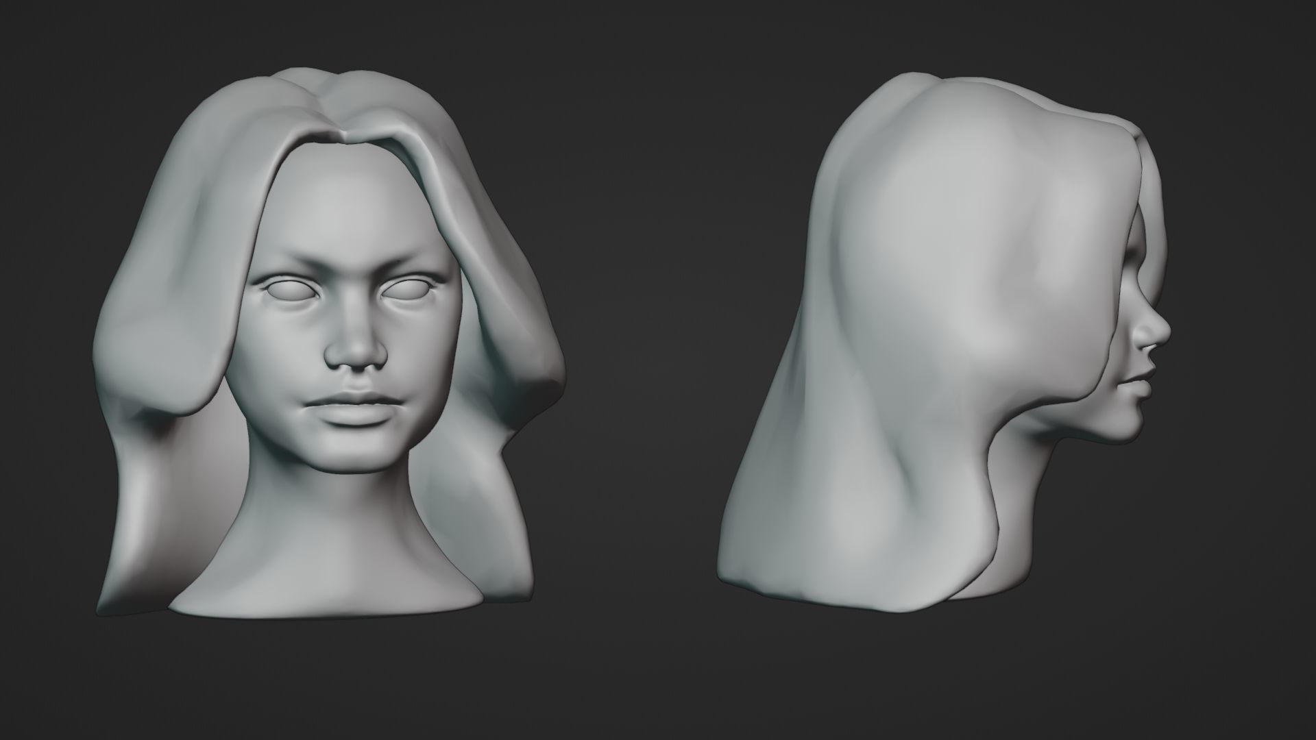 Female Head 3D Sculpt 3D model_9