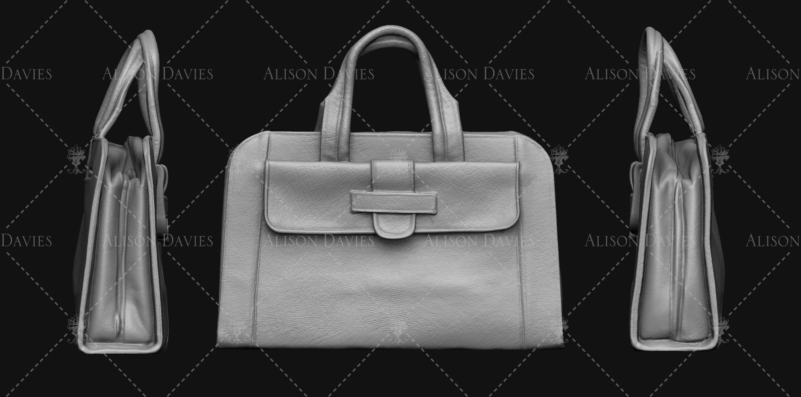 3d Printable Handbag case or briefcase original size 12th scale 3D print model_1