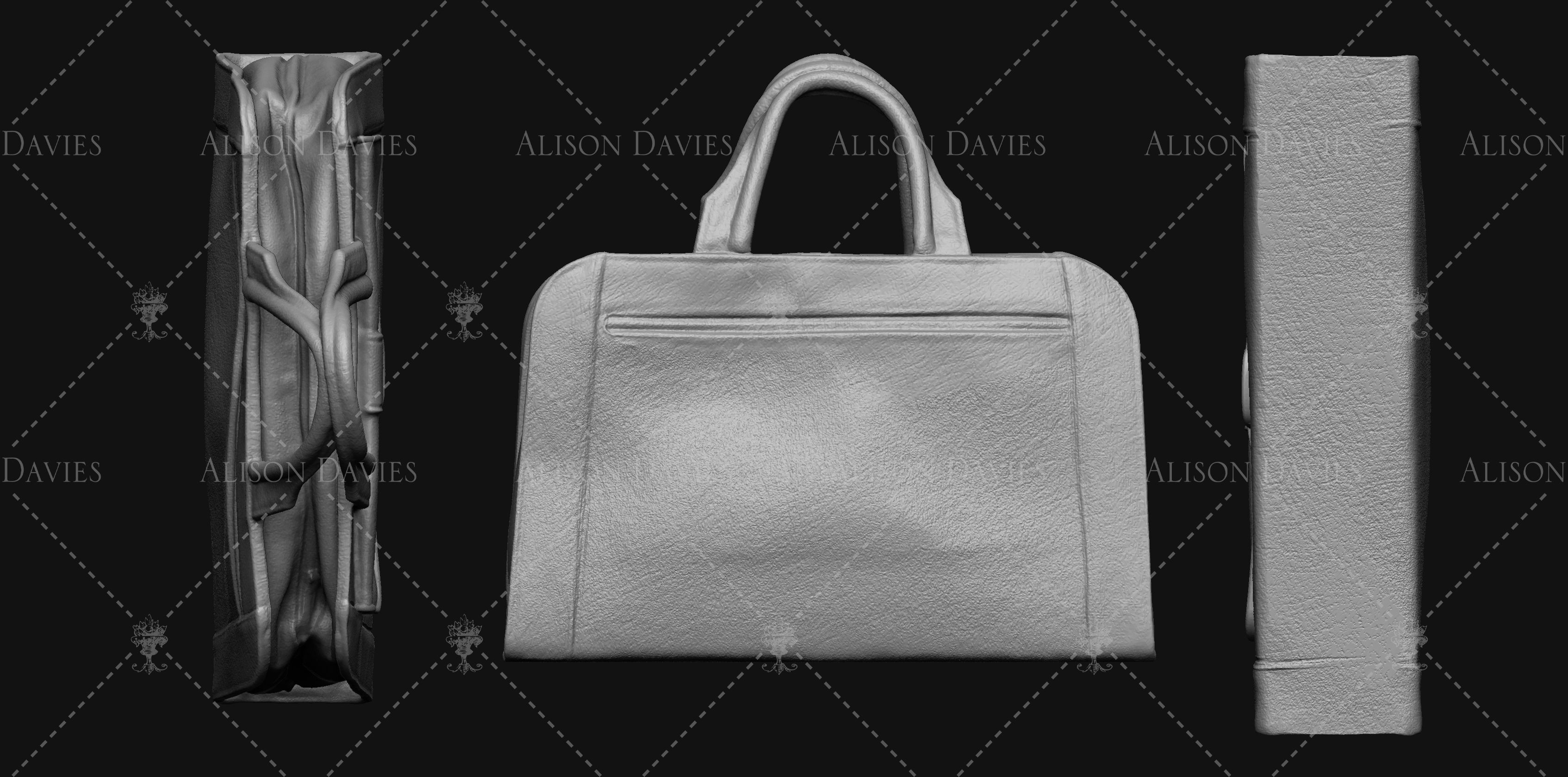 3d Printable Handbag case or briefcase original size 12th scale 3D print model_2