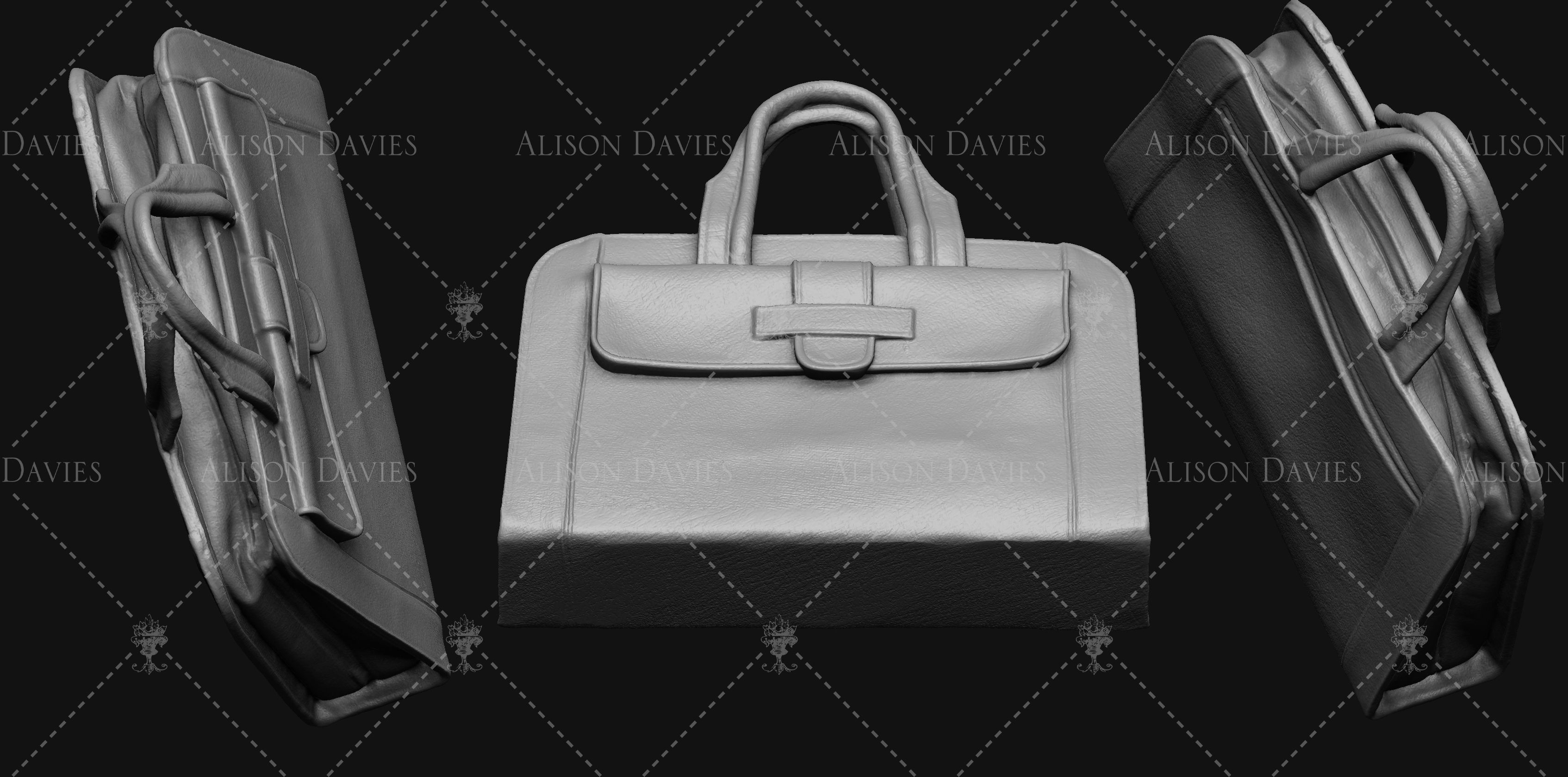 3d Printable Handbag case or briefcase original size 12th scale 3D print model_3