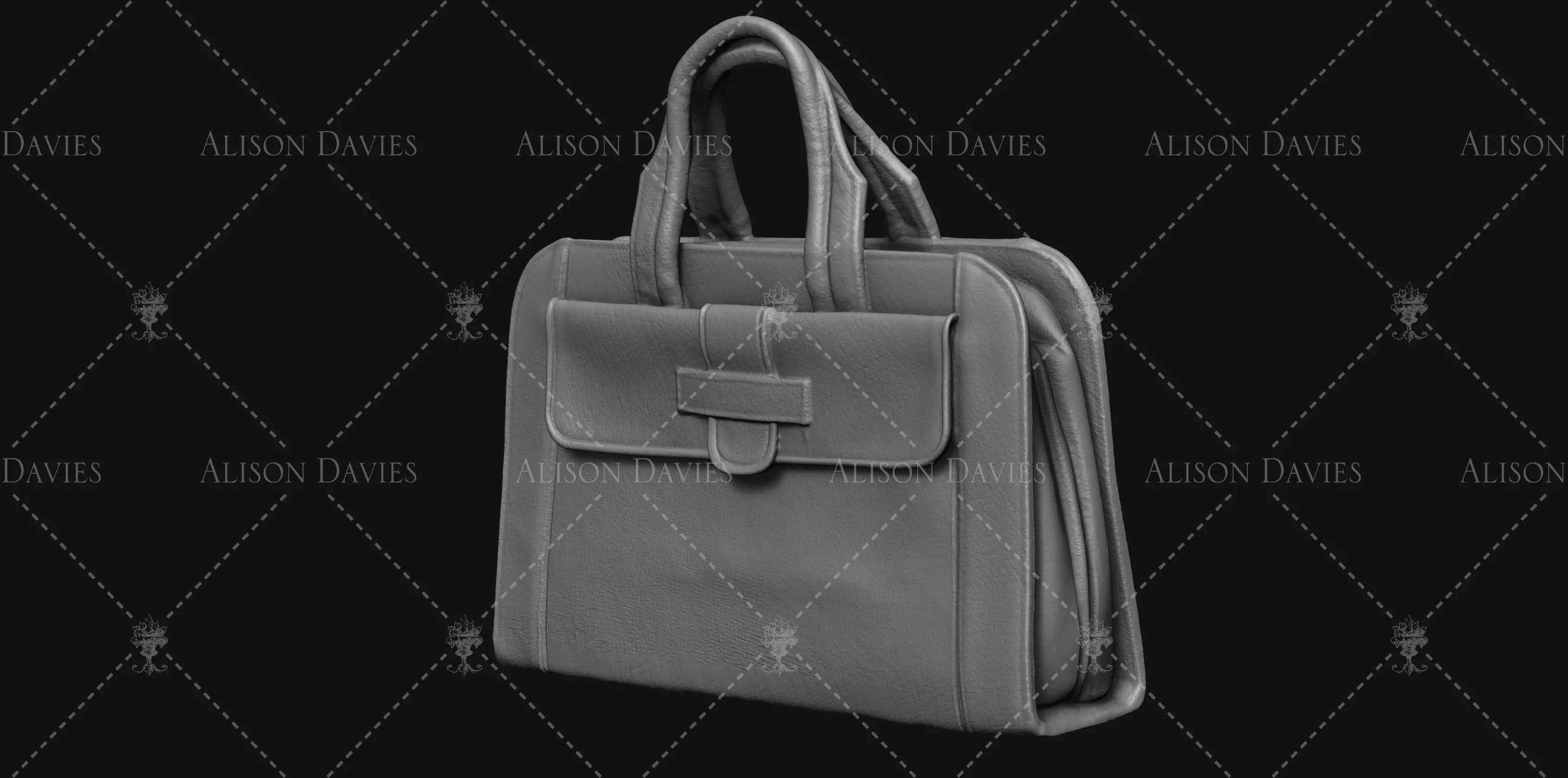 3d Printable Handbag case or briefcase original size 12th scale 3D print model_0