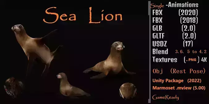 Sea Lion Low-poly 3D model