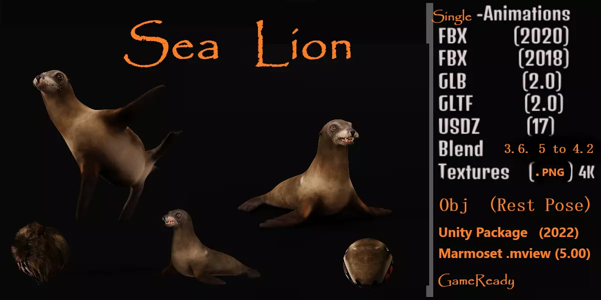 Sea Lion Low-poly 3D model_0