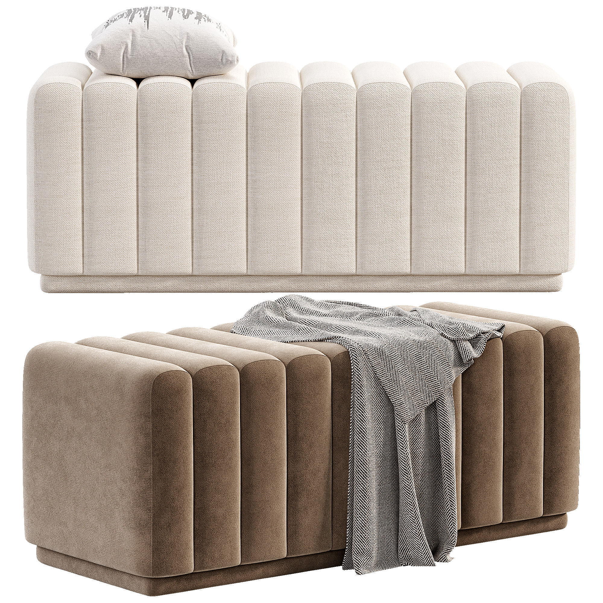 Bench Bente Low-poly 3D model_4