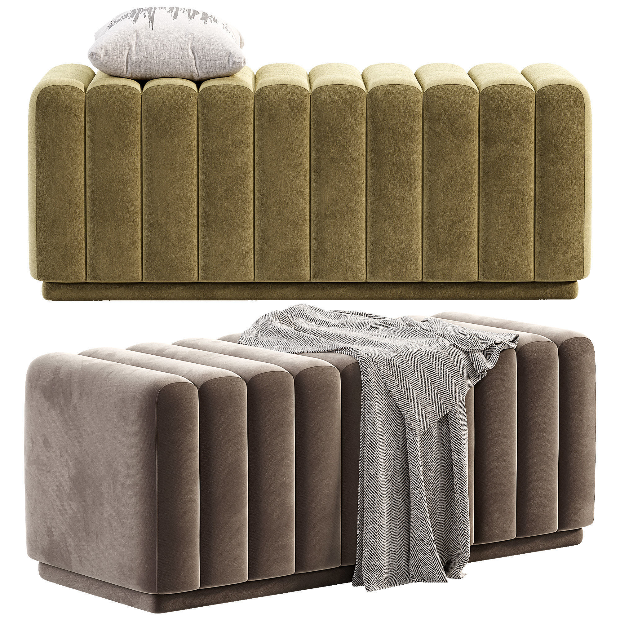 Bench Bente Low-poly 3D model_2