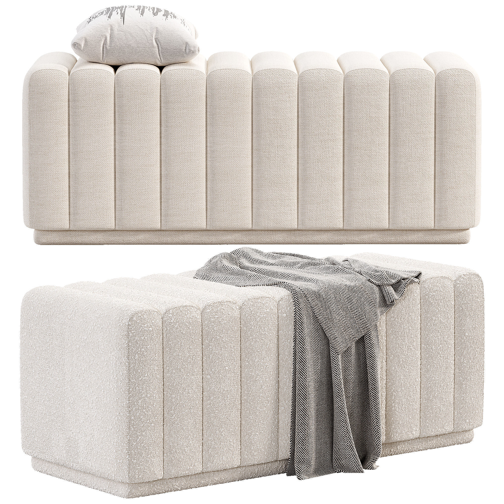 Bench Bente Low-poly 3D model_1