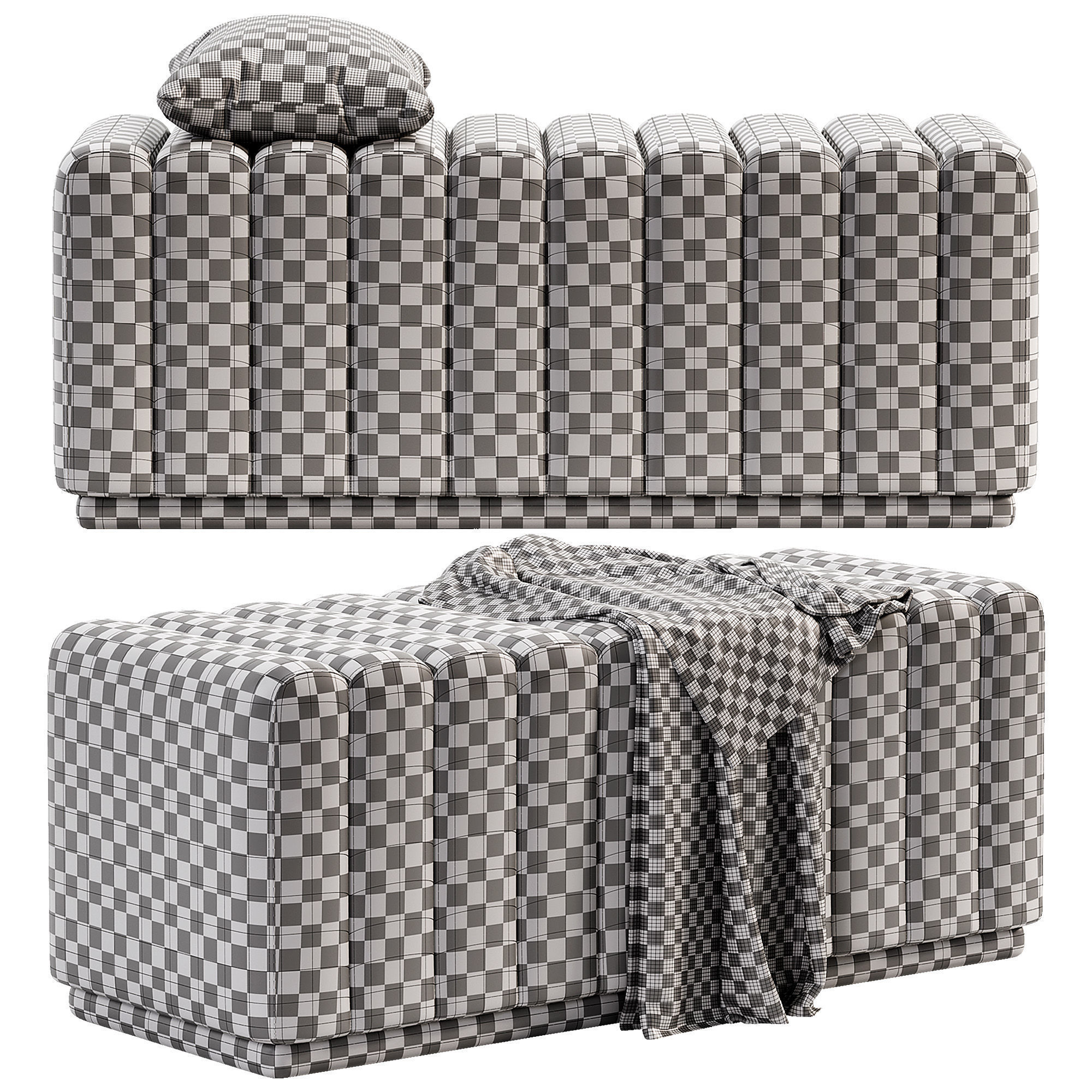 Bench Bente Low-poly 3D model_6