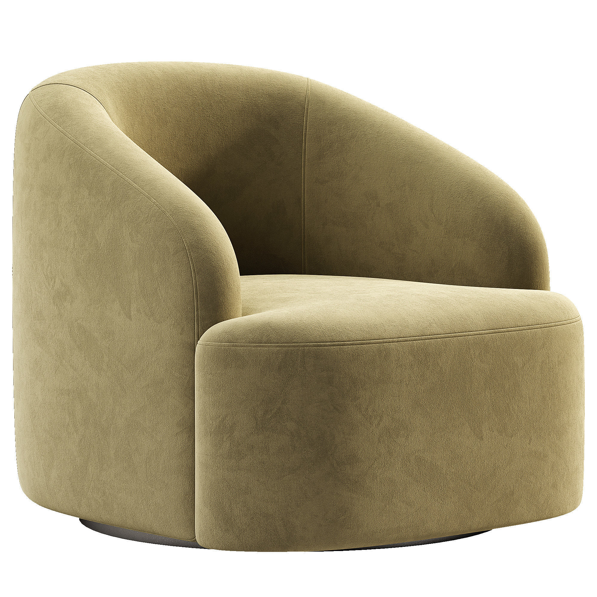 Boucle Upholstered Swivel Armchair Low-poly 3D model_4