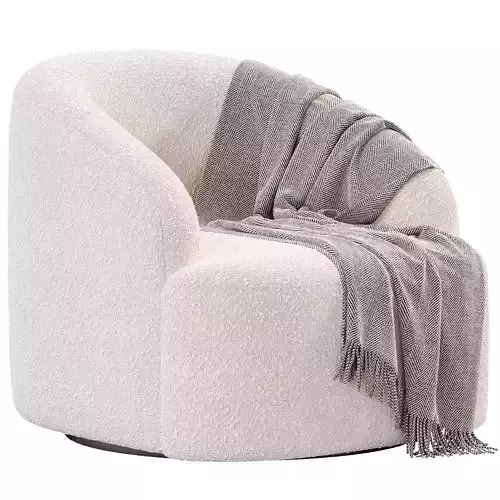 Boucle Upholstered Swivel Armchair