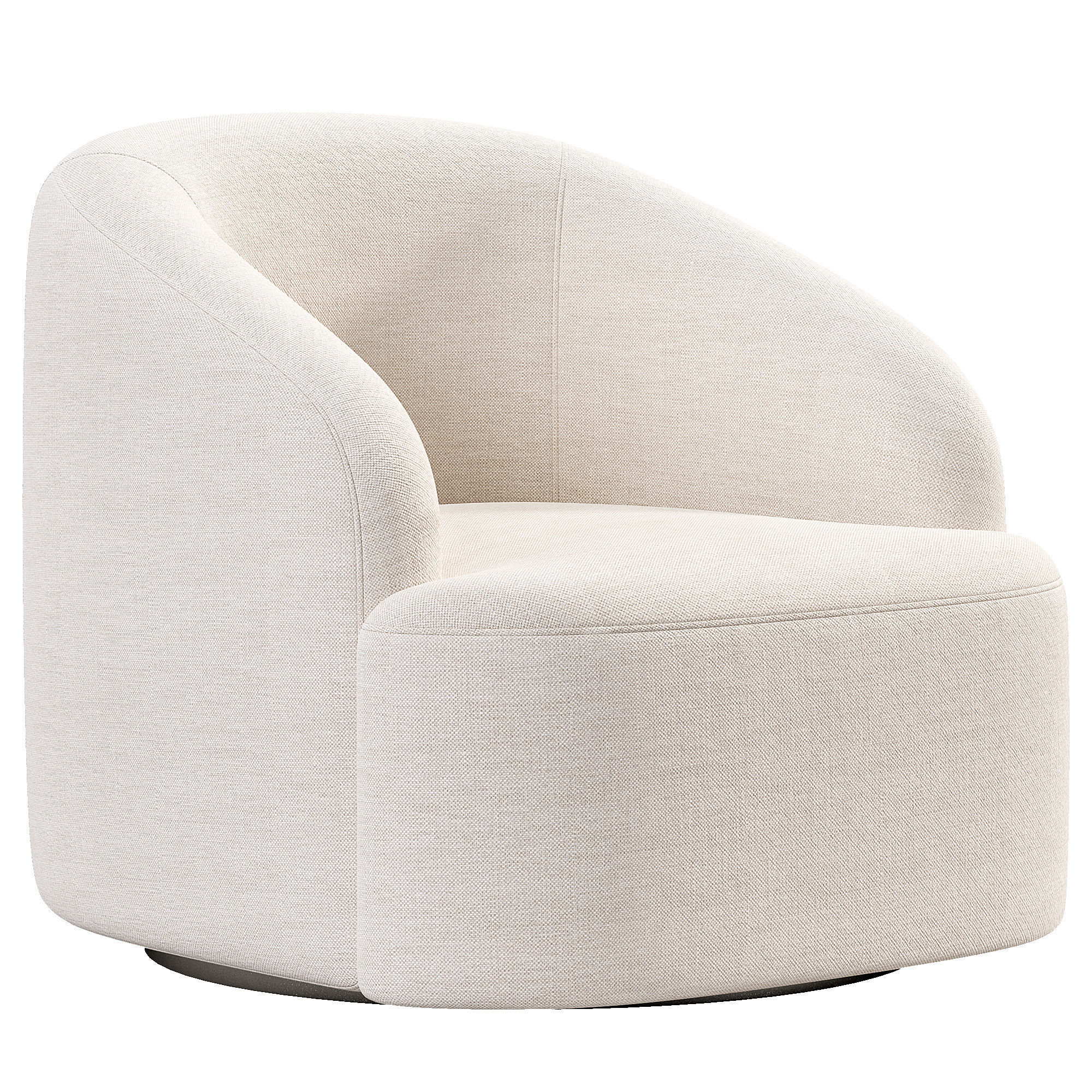 Boucle Upholstered Swivel Armchair Low-poly 3D model_3