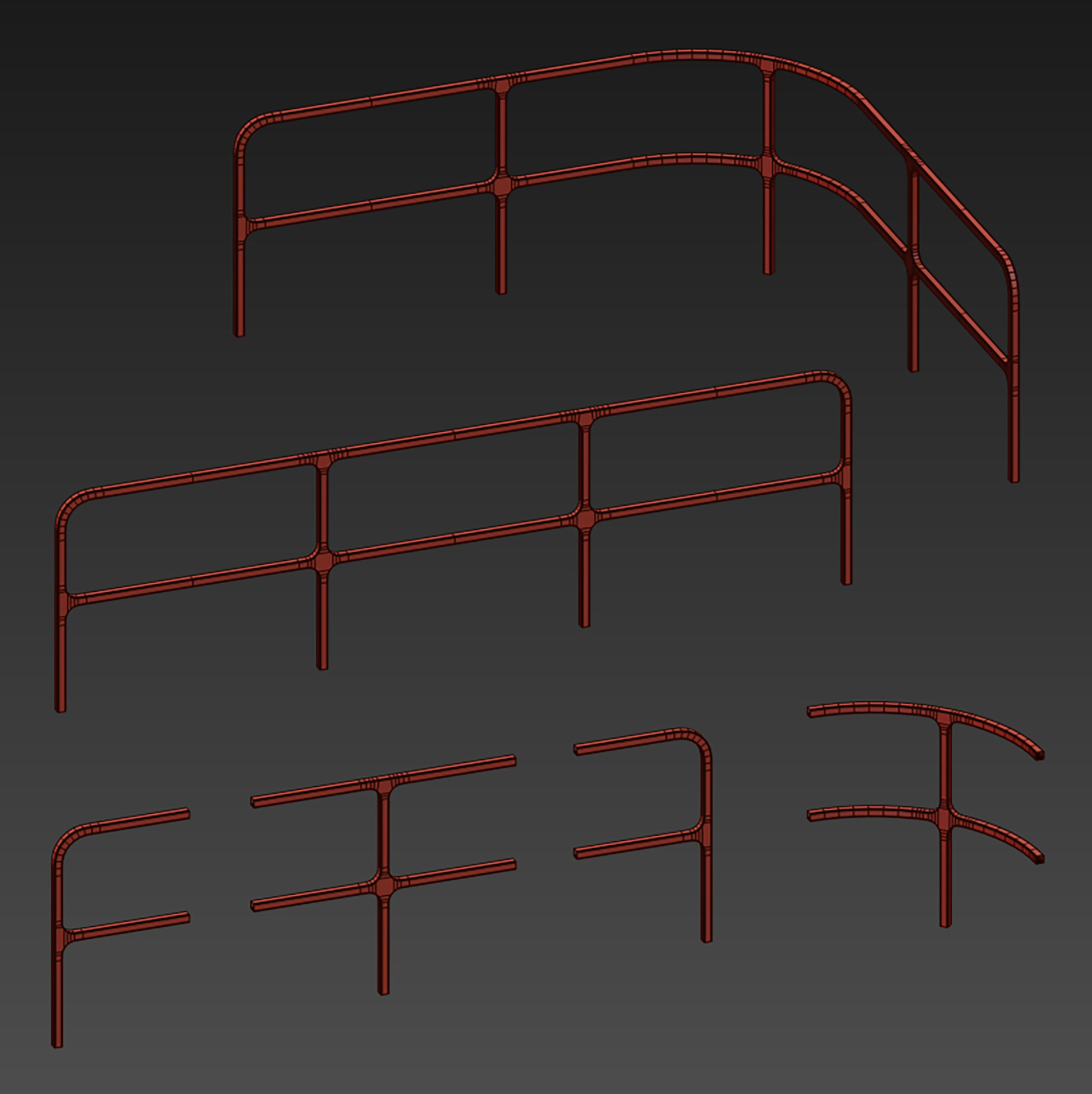 Metal fencing for embankment fence 3D model_19