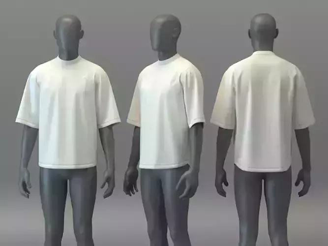 Oversized Mockneck Tee 3D model Oversized Mockneck Tee 3D model
