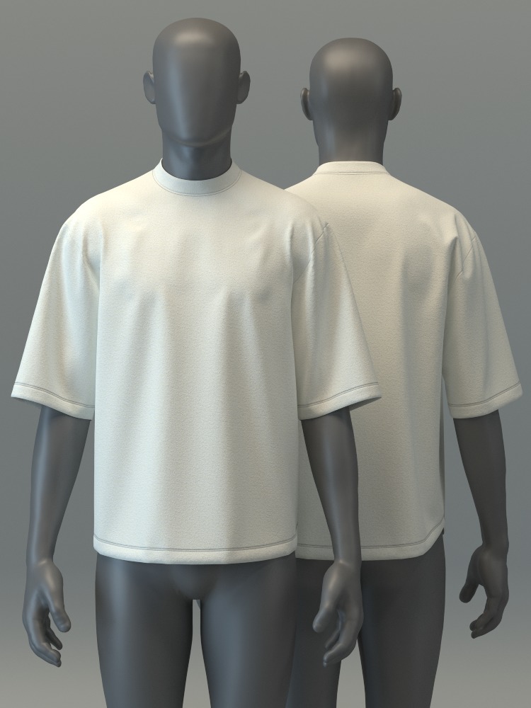 Oversized Mockneck Tee 3D model_2