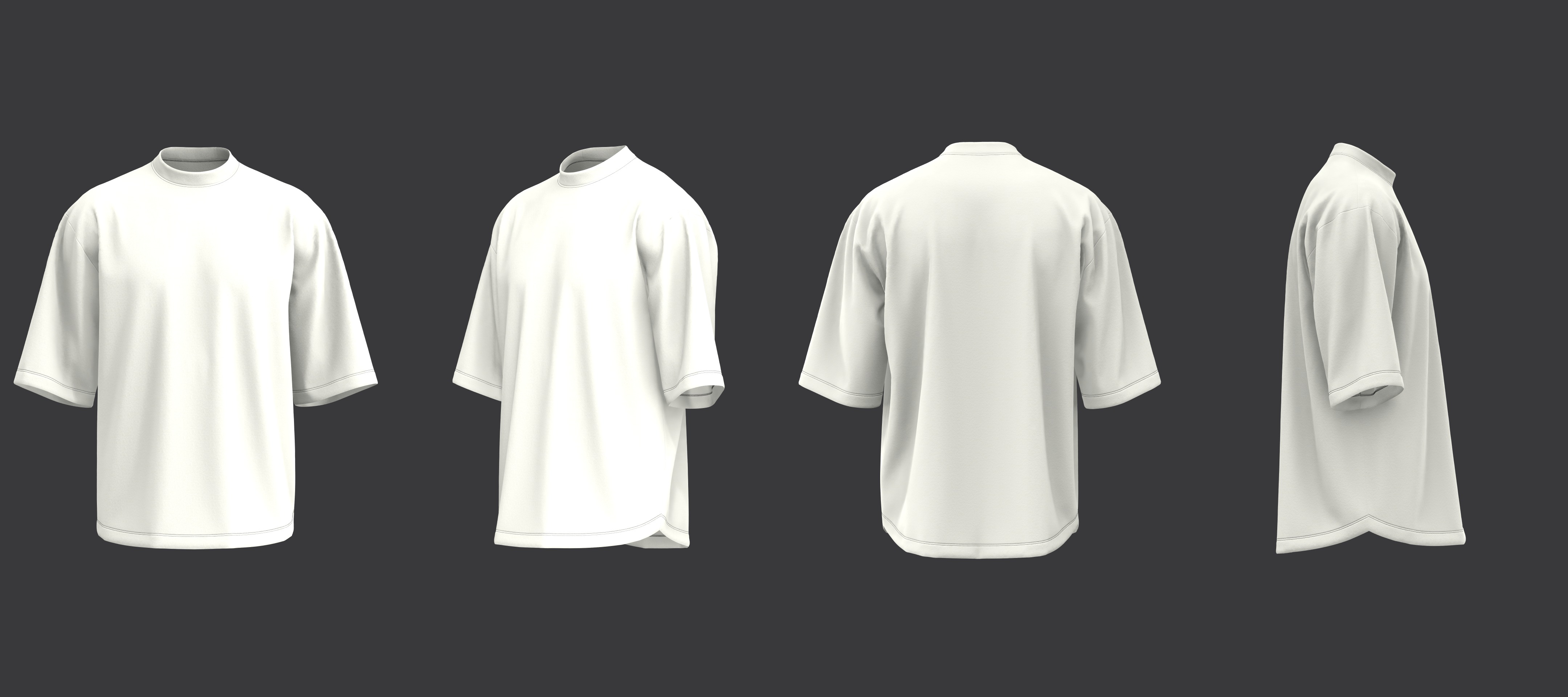 Oversized Mockneck Tee 3D model_7