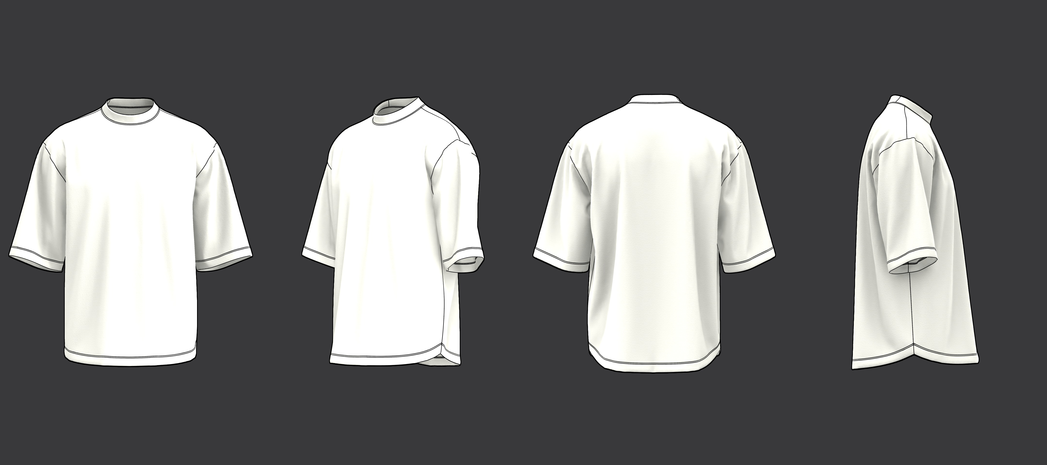 Oversized Mockneck Tee 3D model_8