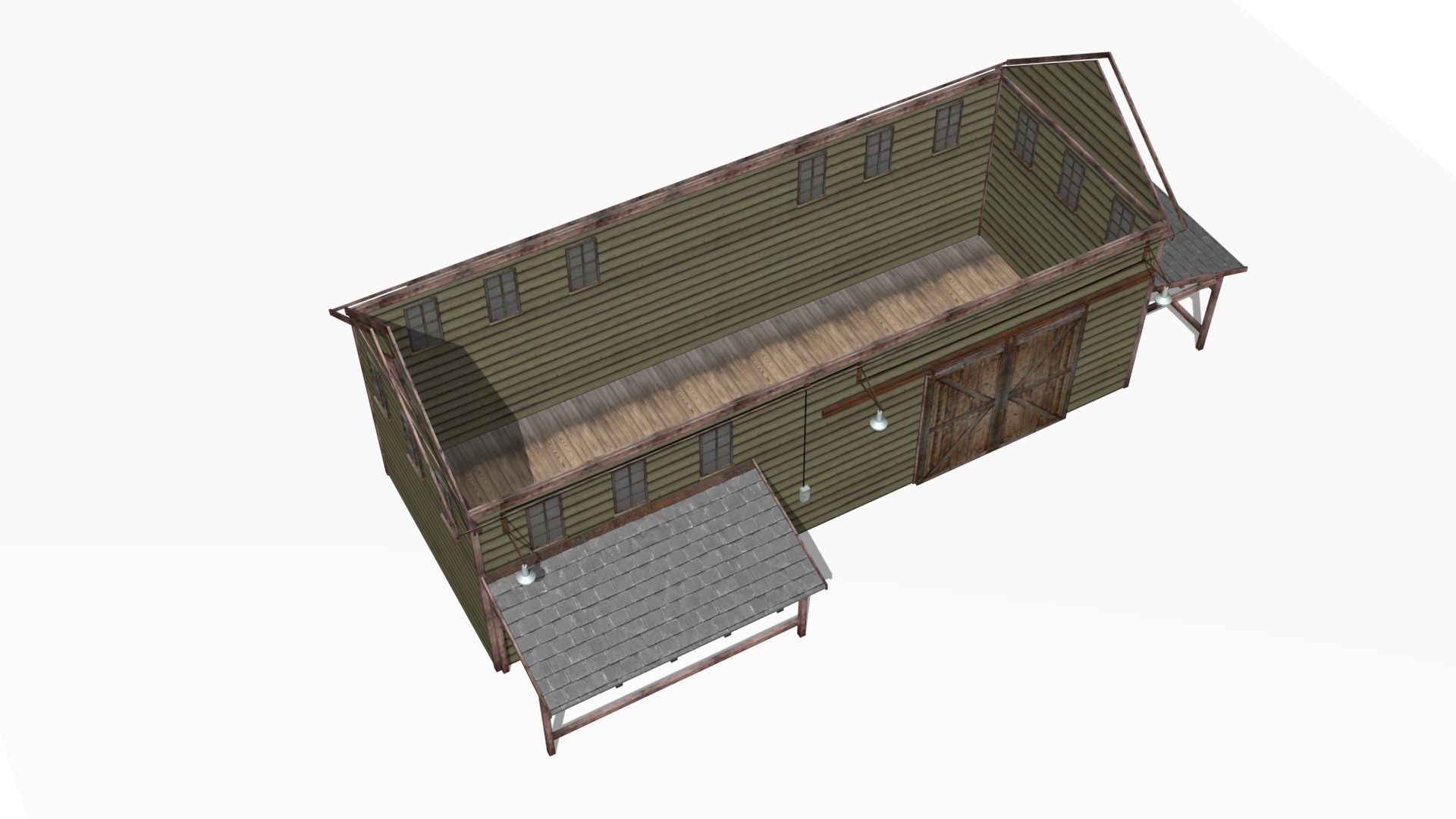 Old warehouse Low-poly 3D model_9