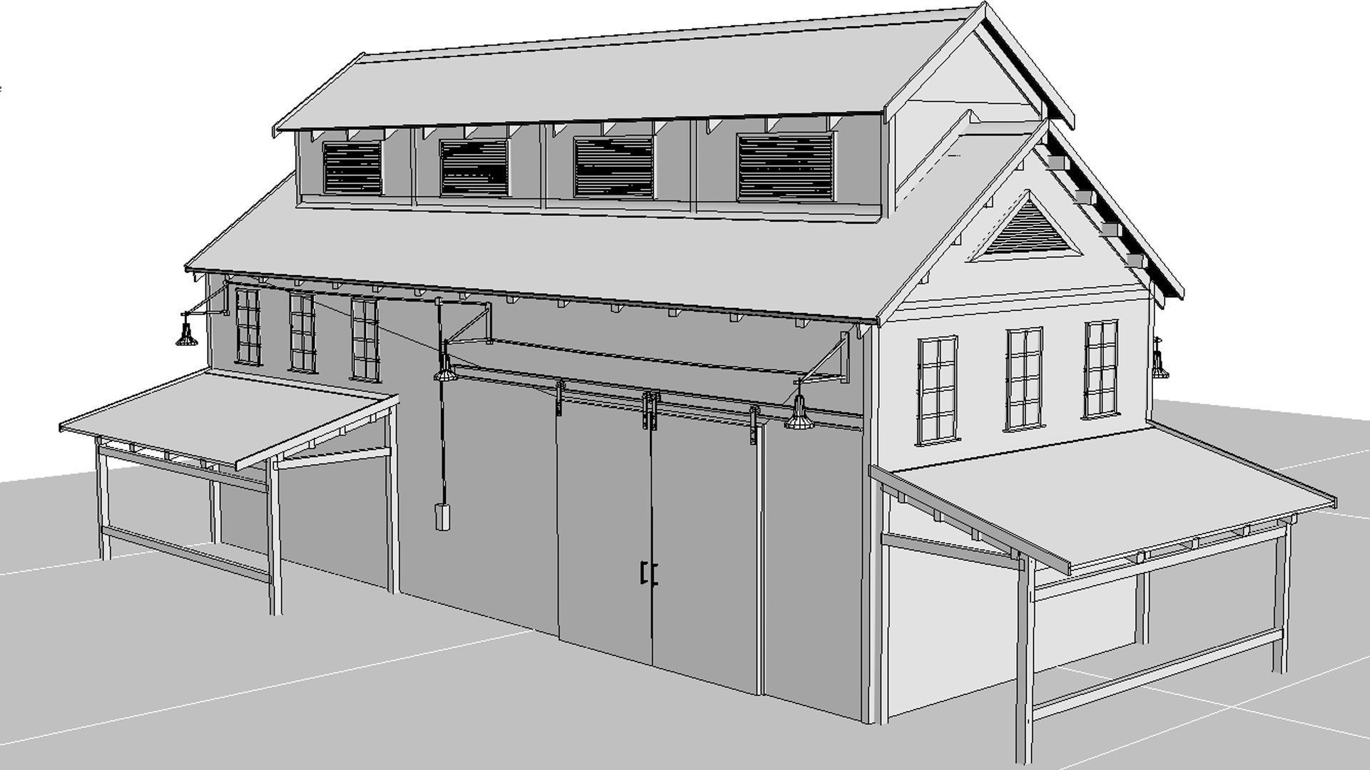 Old warehouse Low-poly 3D model_11