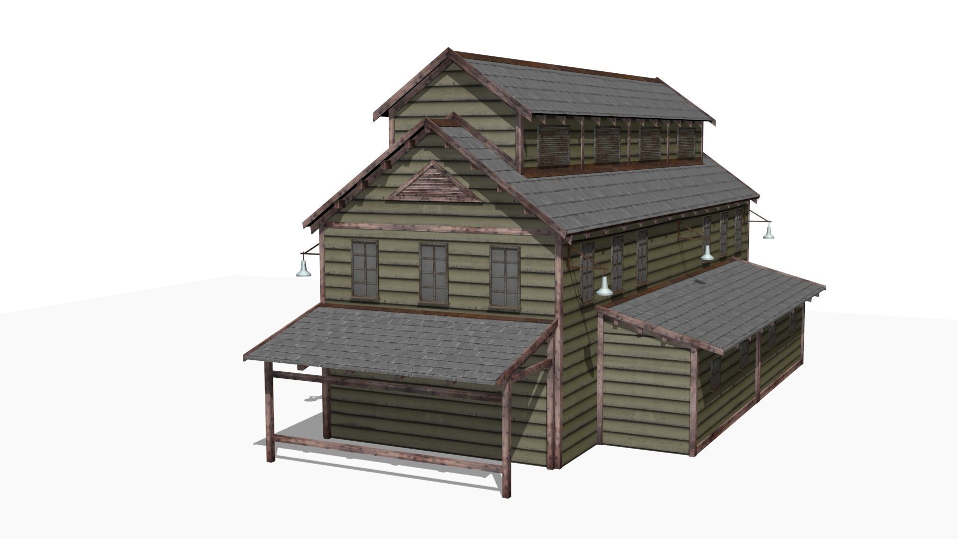Old warehouse Low-poly 3D model_4