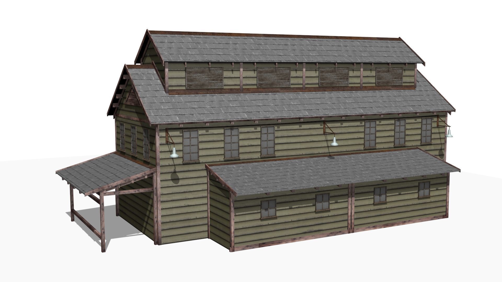 Old warehouse Low-poly 3D model_5