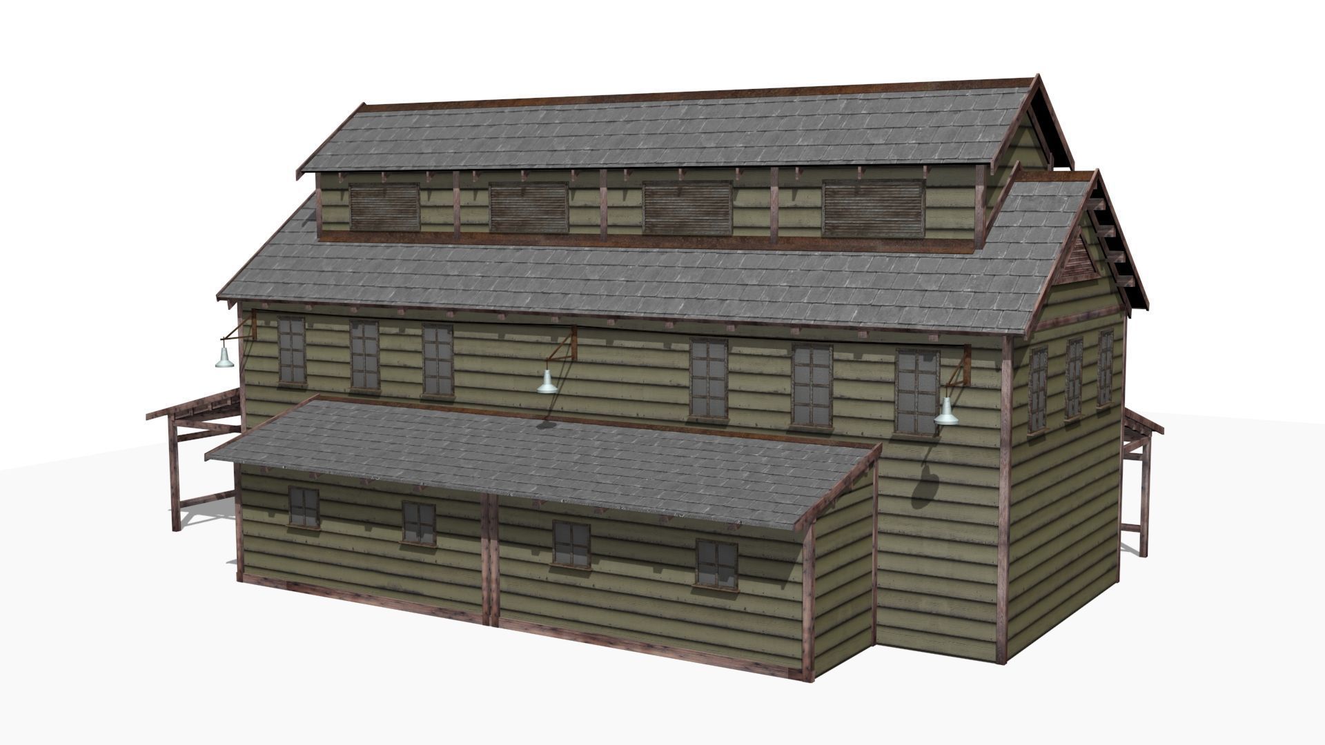 Old warehouse Low-poly 3D model_6