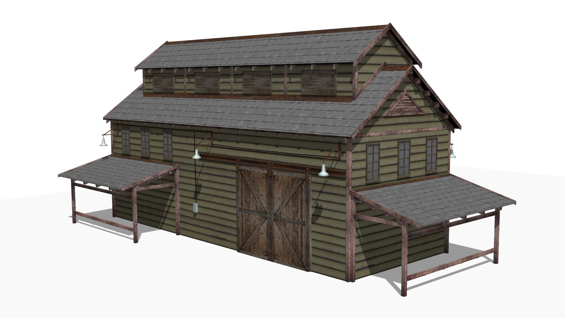 Old warehouse Low-poly 3D model_2