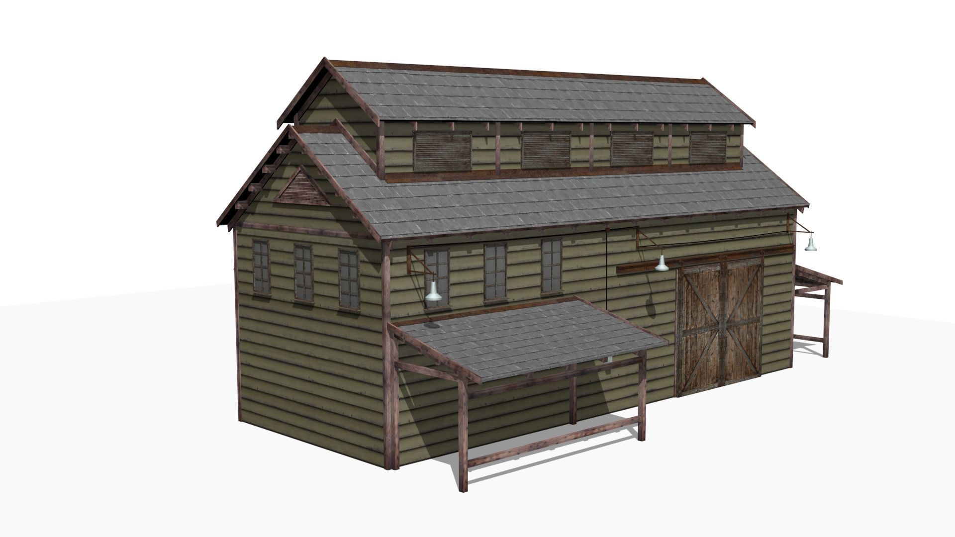 Old warehouse Low-poly 3D model_8