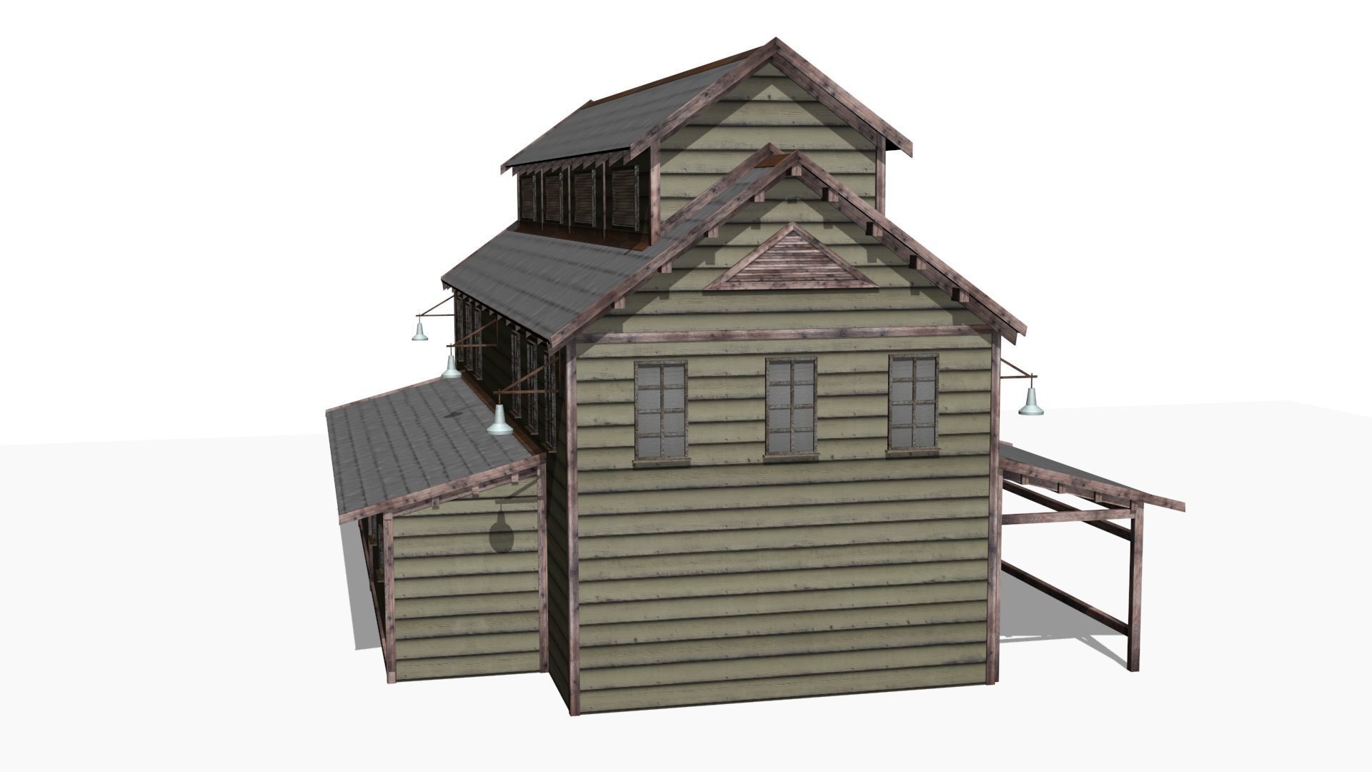 Old warehouse Low-poly 3D model_7