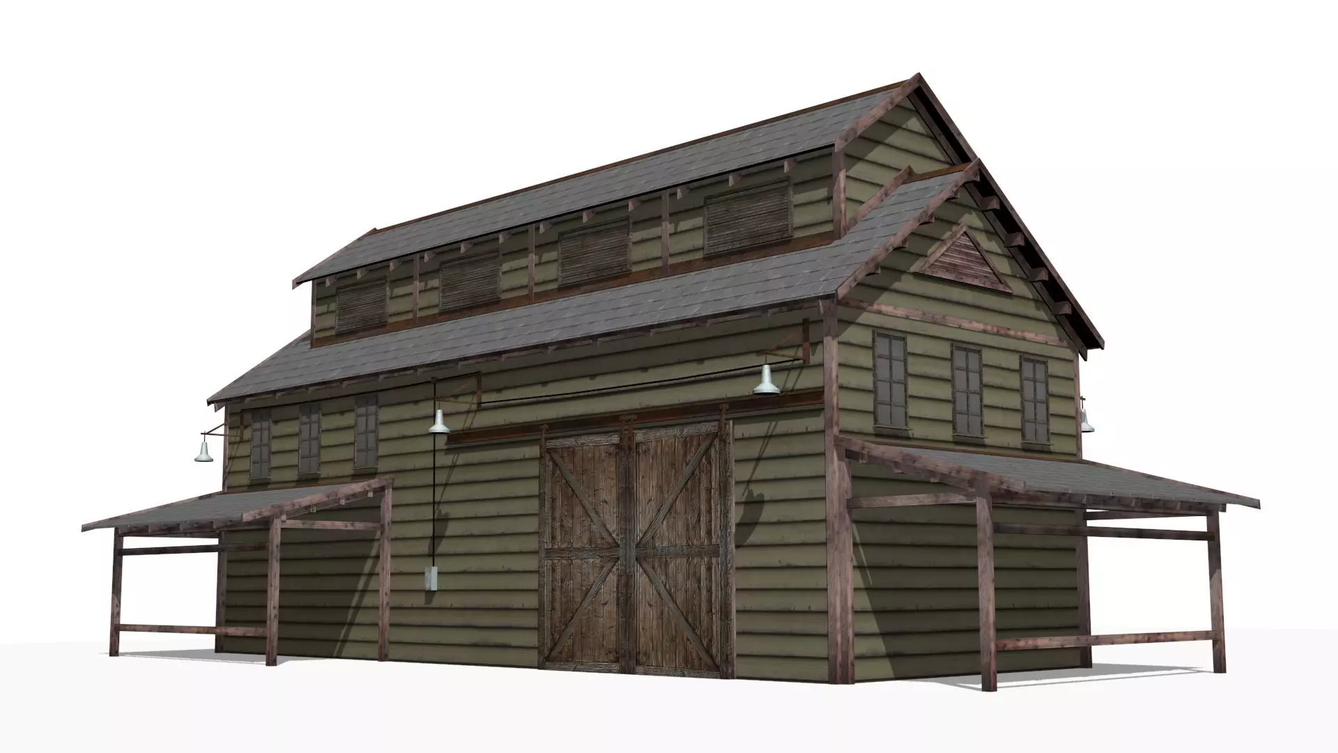 Old warehouse Low-poly 3D model_0