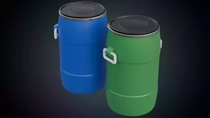 Plastic Barrel 1A Low-poly 3D model