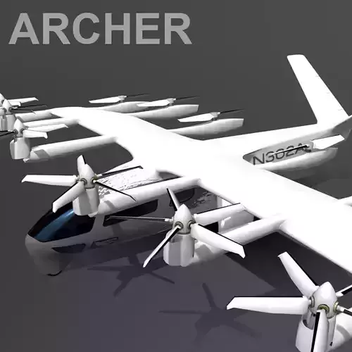 Archer EVTOL 2 Livery Low-poly 3D model
