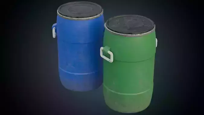 Plastic Barrel 1B Low-poly 3D model