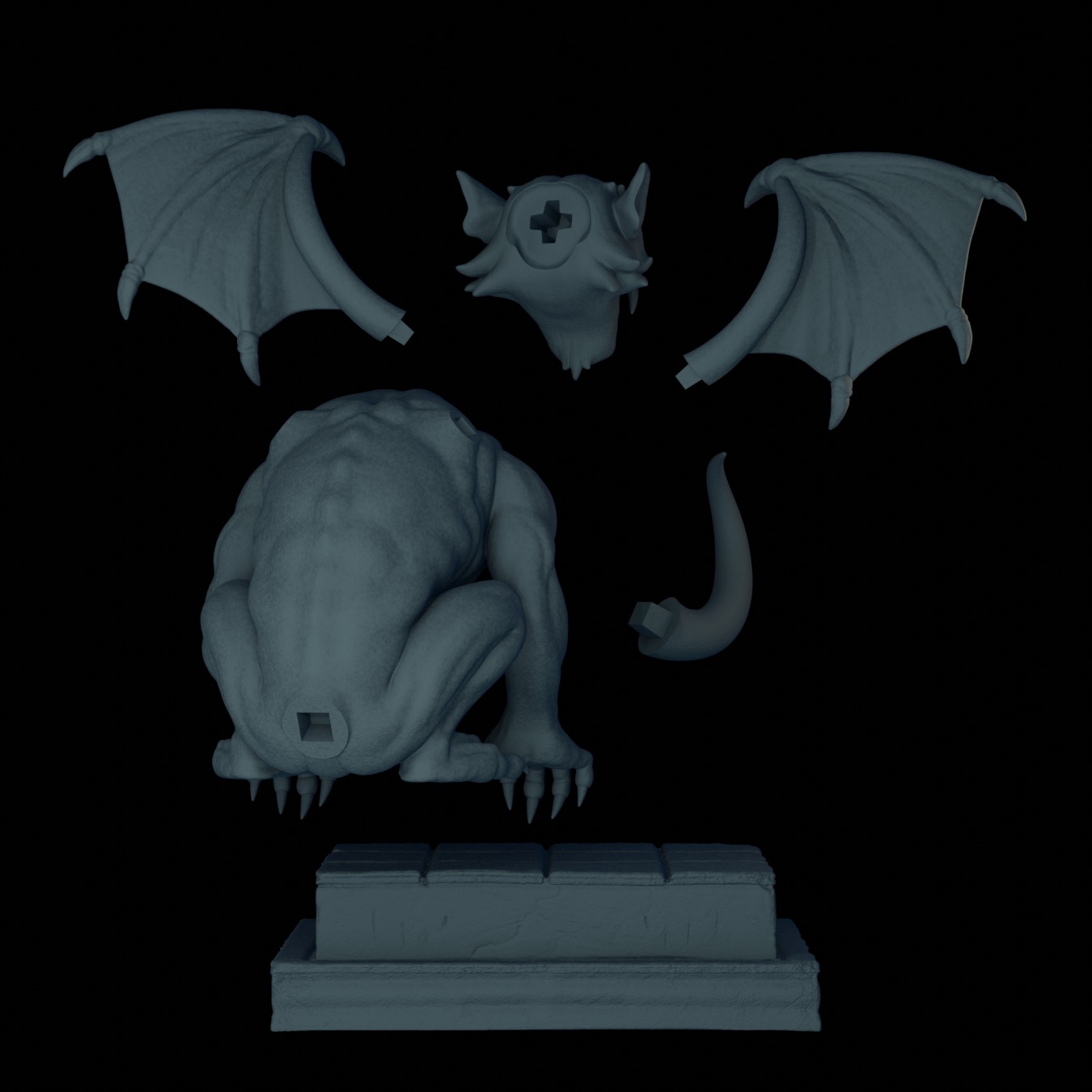Gargoyle Statue  3D print model_8