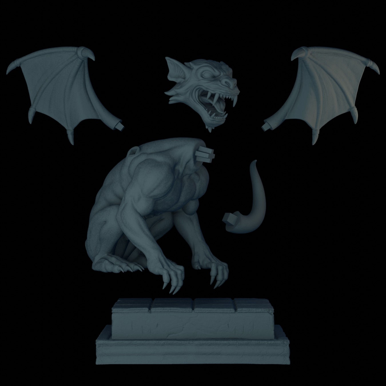 Gargoyle Statue  3D print model_9