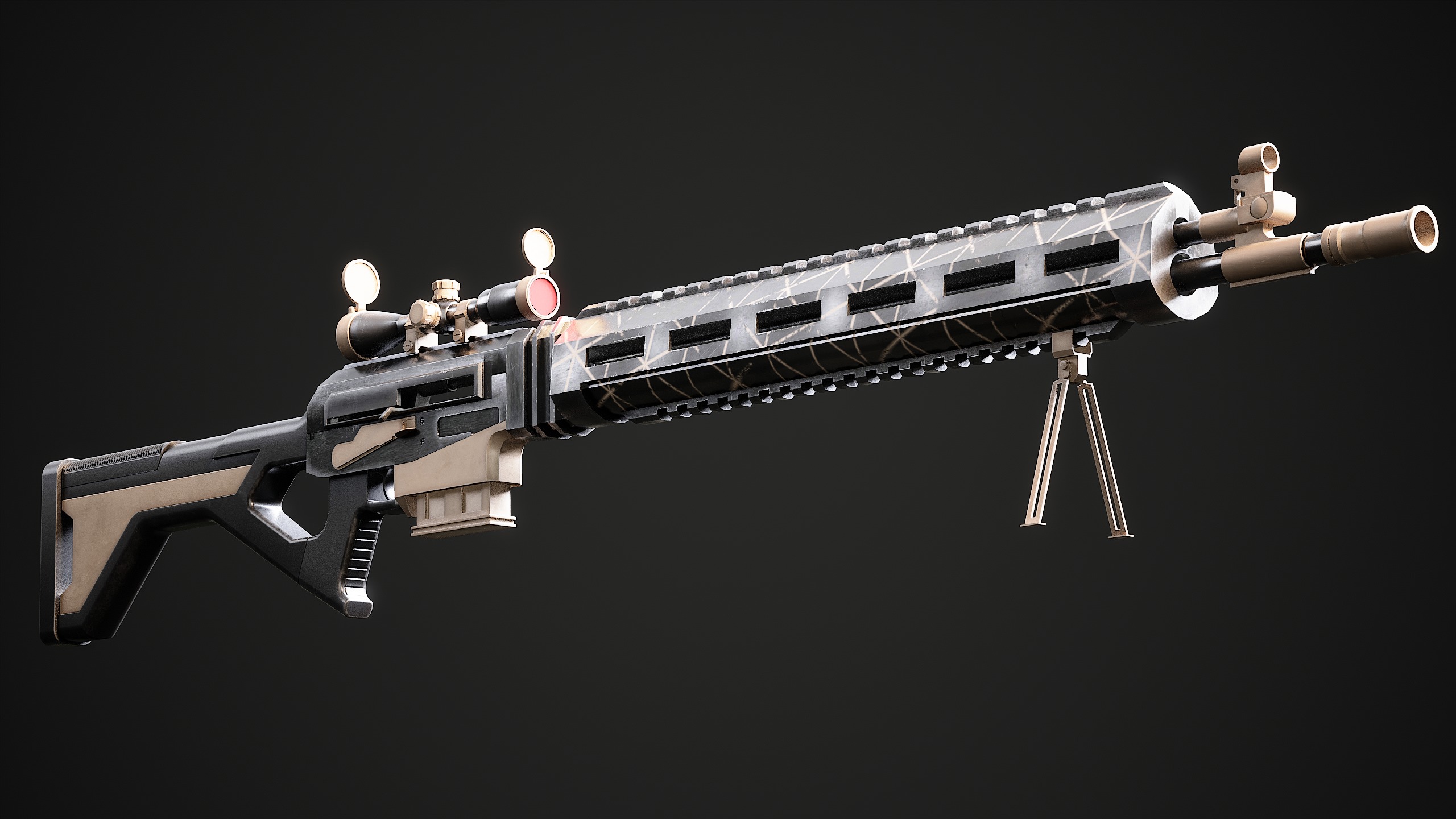 Convertable Sci-fi Guns IMI Galil Low-poly 3D model_12