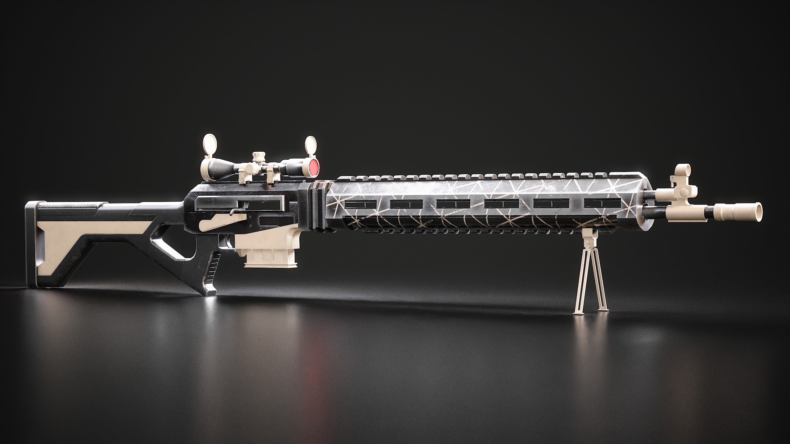 Convertable Sci-fi Guns IMI Galil Low-poly 3D model_11