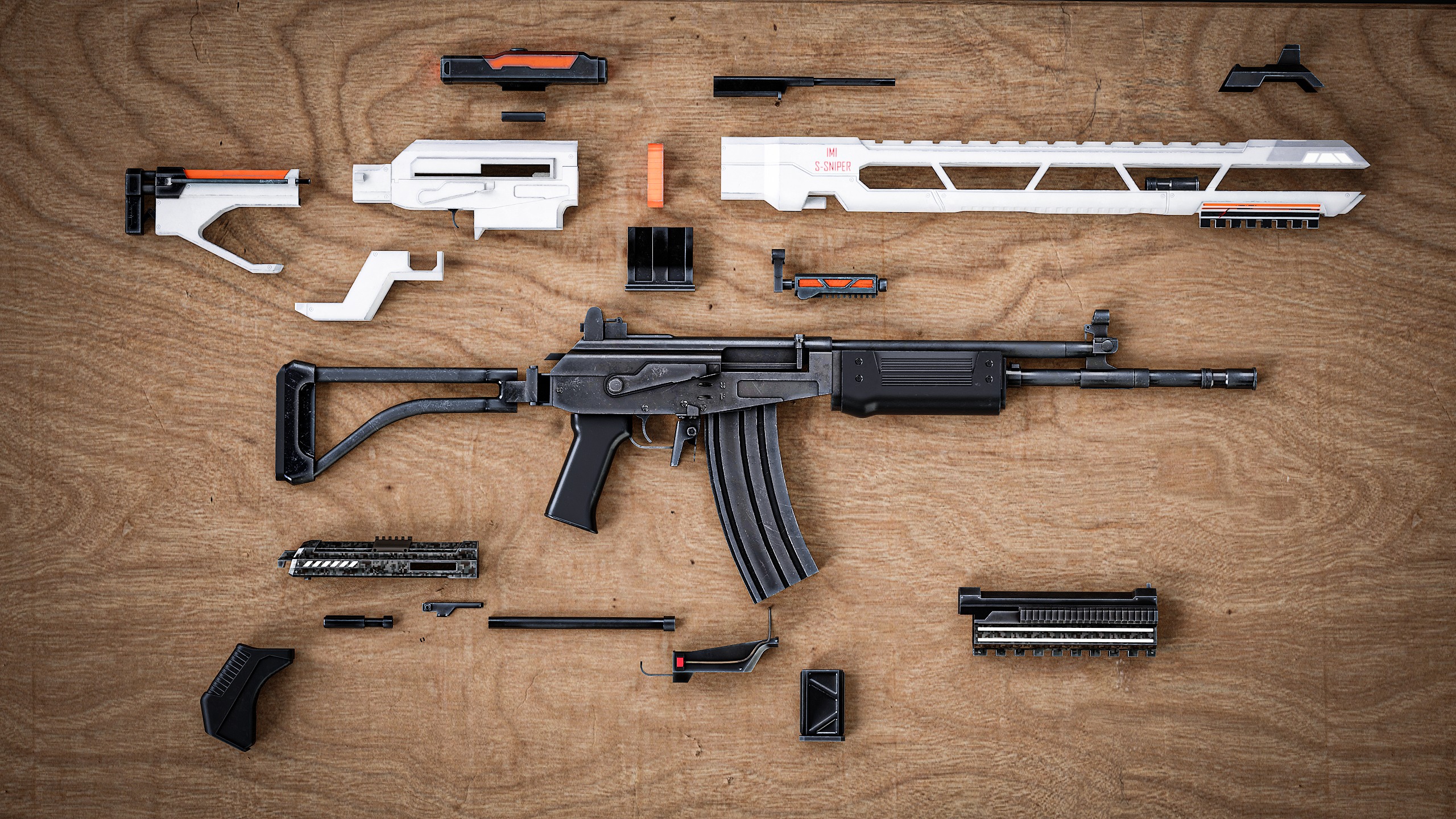 Convertable Sci-fi Guns IMI Galil Low-poly 3D model_8