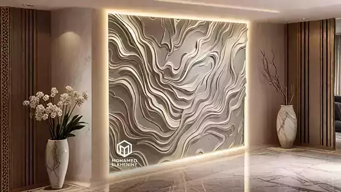 modern panel wall decor set wall relief mural CNC 122