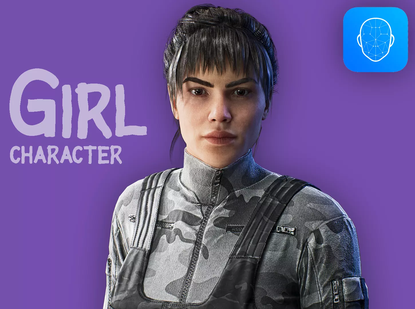 Girl character -  Adventure - RPG Low-poly 3D model_0