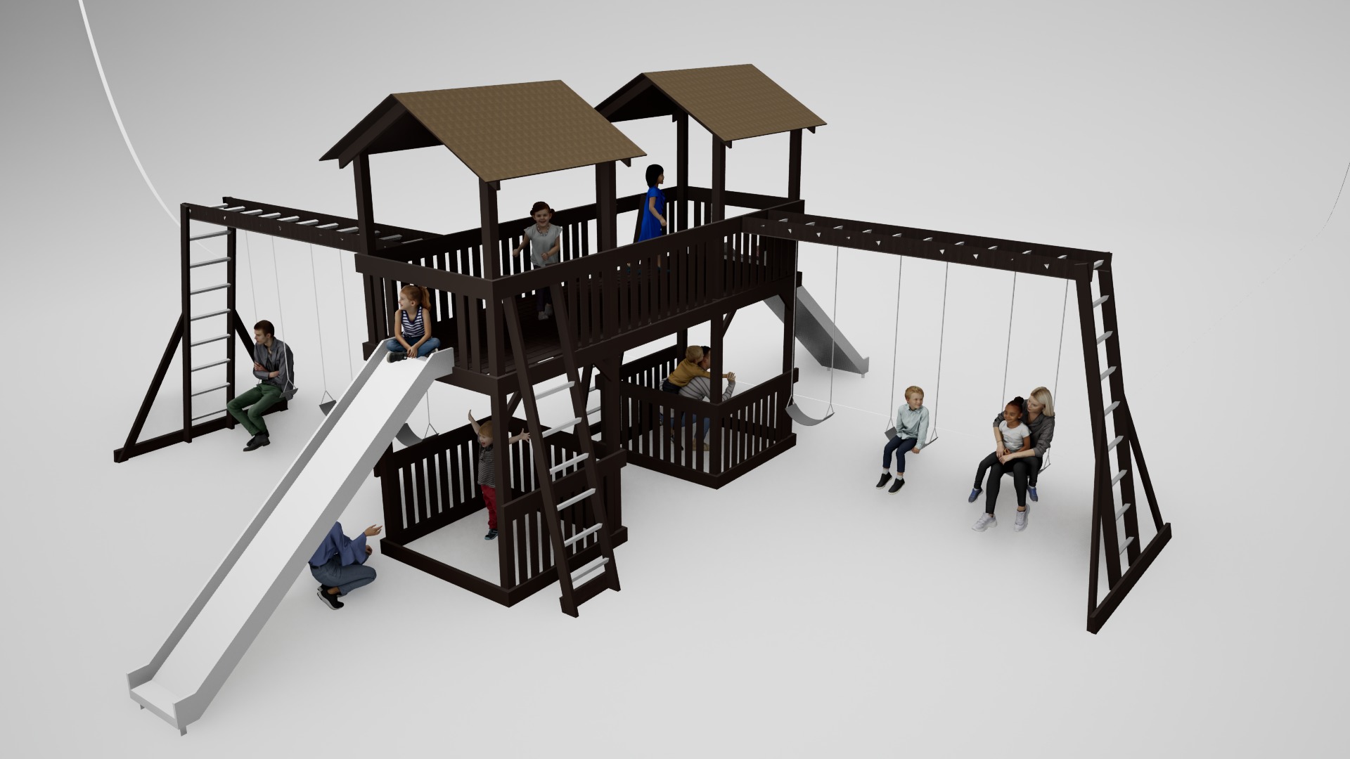 wooden playground model A002 3D model_2